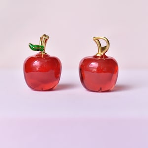 Red Apple Pendants - Handmade Lampwork Glass Charms with Brass Findings - Jewellery Findings UK - Measurements: 19x14mm