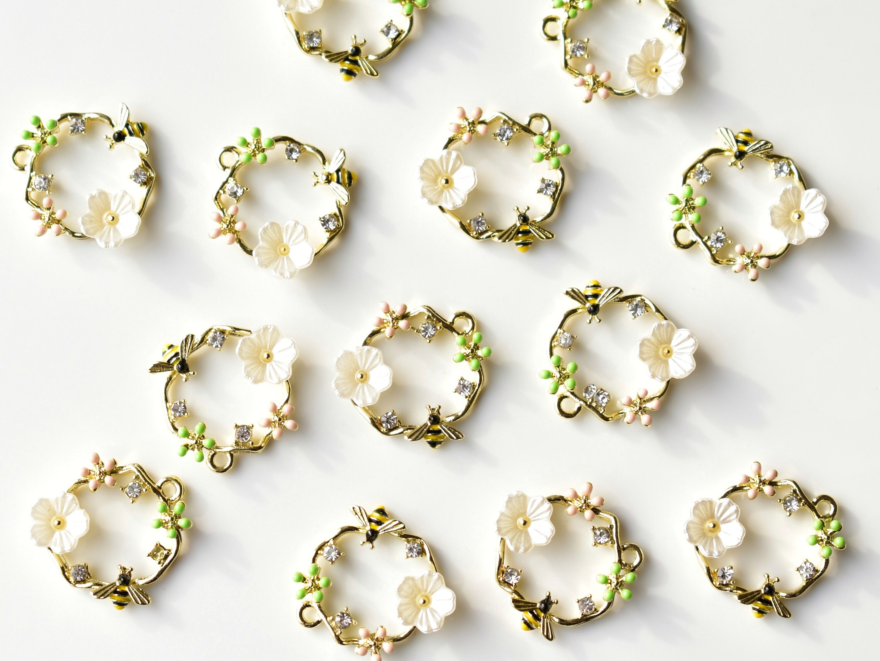 Flower & Bee Hoop Pendants Jewellery Findings UK Light Etsy