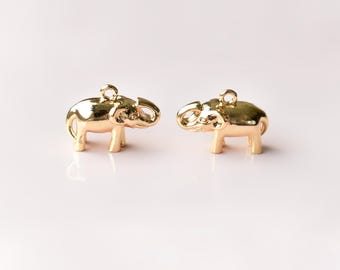 Gold Plated Elephant Charms: Brass Pendants for Jewellery Making