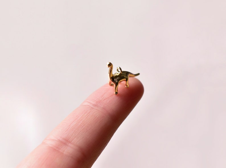 Small Dinosaur Charms 18k Gold Plated Brass Pendants for Jewellery Making Cute Diplodocus Charms UK image 2