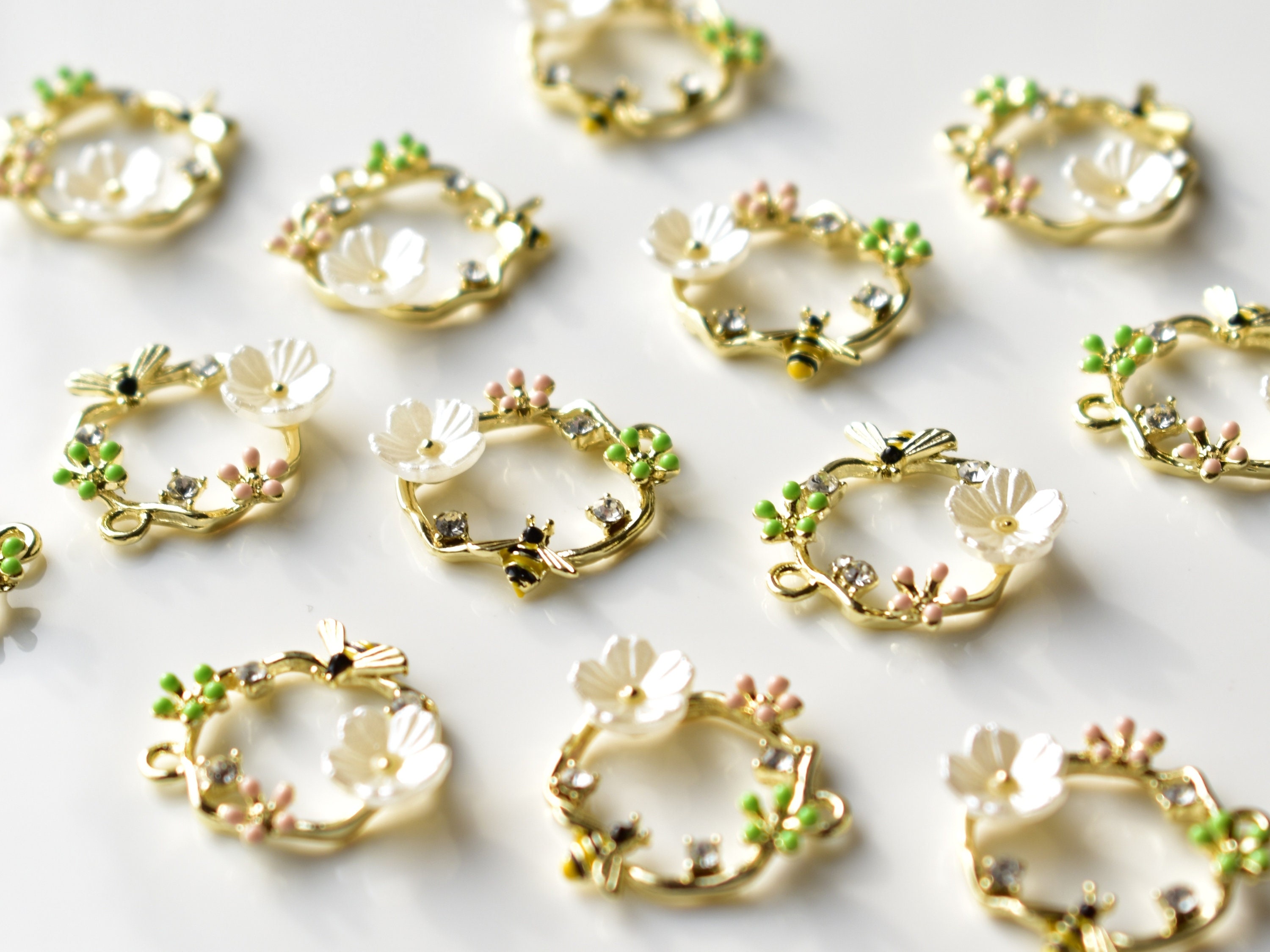 Flower & Bee Hoop Pendants Jewellery Findings UK Light Etsy