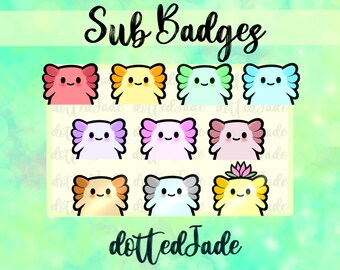 Niedliche Axolotl Twitch Sub Badges