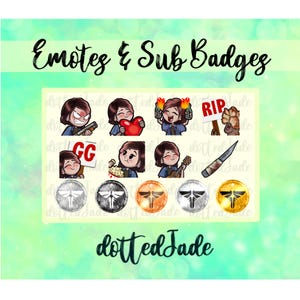 TLOU Ellie Themed Emotes and Sub Badges Pack