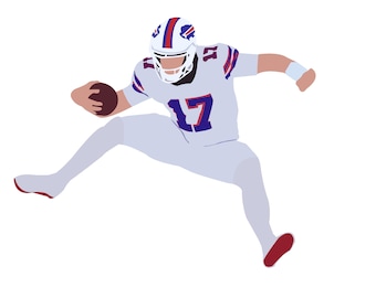 Josh Allen Hurdling Sticker – Buffalo Bills fan vinyl sticker voor laptops, waterflessen en meer