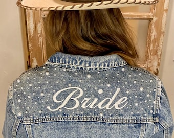 Custom embroidery Bride jacket bridal clothing Jean jacket brides custom made to order