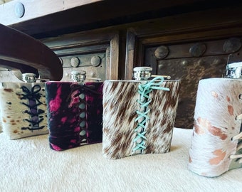 Cowhide, small flasks 6 ounce