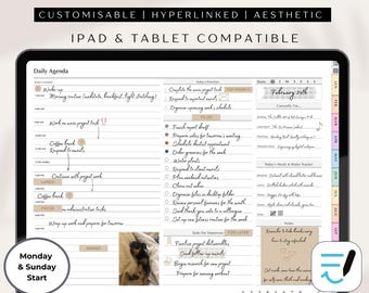 Undated Digital Planner | Hyperlinked Customizable PDF | iPad Tablet | Aesthetic | GoodNotes Notability Planner for Productivity