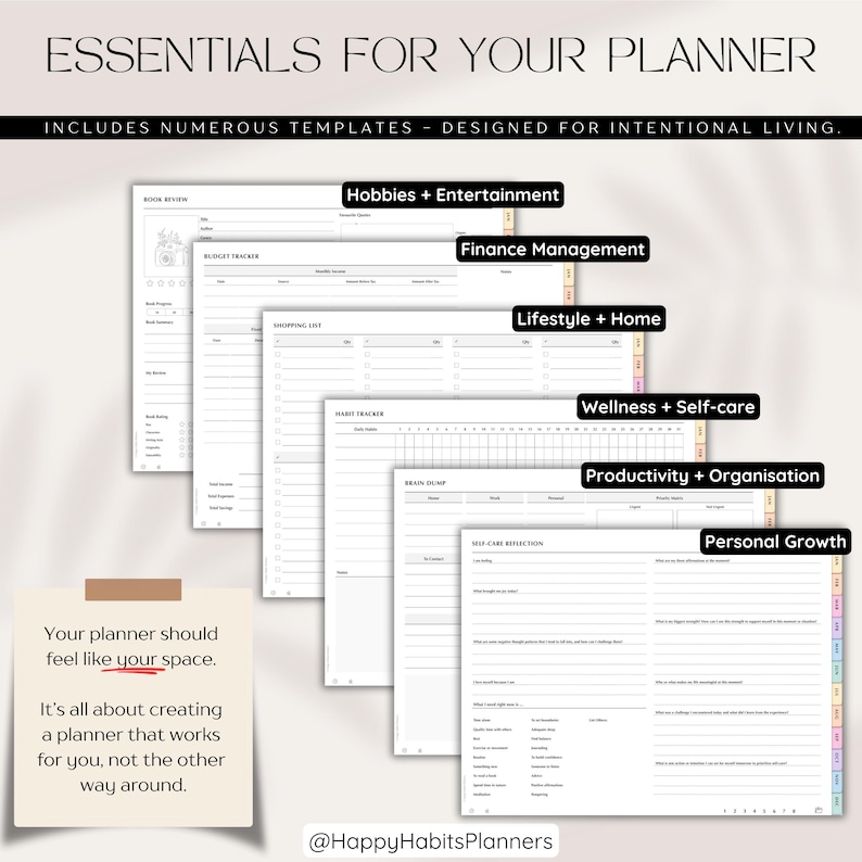 Undated Digital Planner | Hyperlinked Customizable PDF | iPad Tablet ...