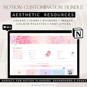 Aesthetic Notion Template | Covers, Icons, Dividers (Digital Download)