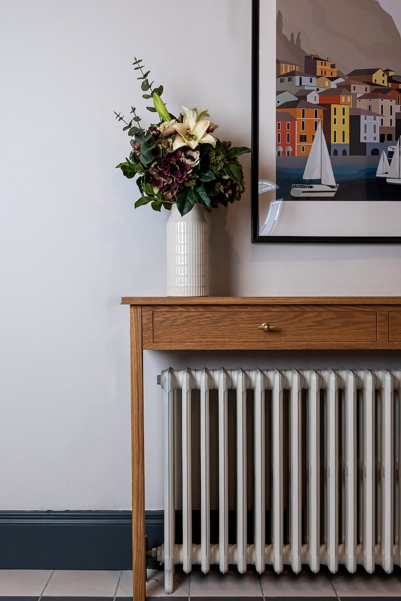 Oak Radiator Console Table - Hand Made to Order - 2 Leg - Etsy UK