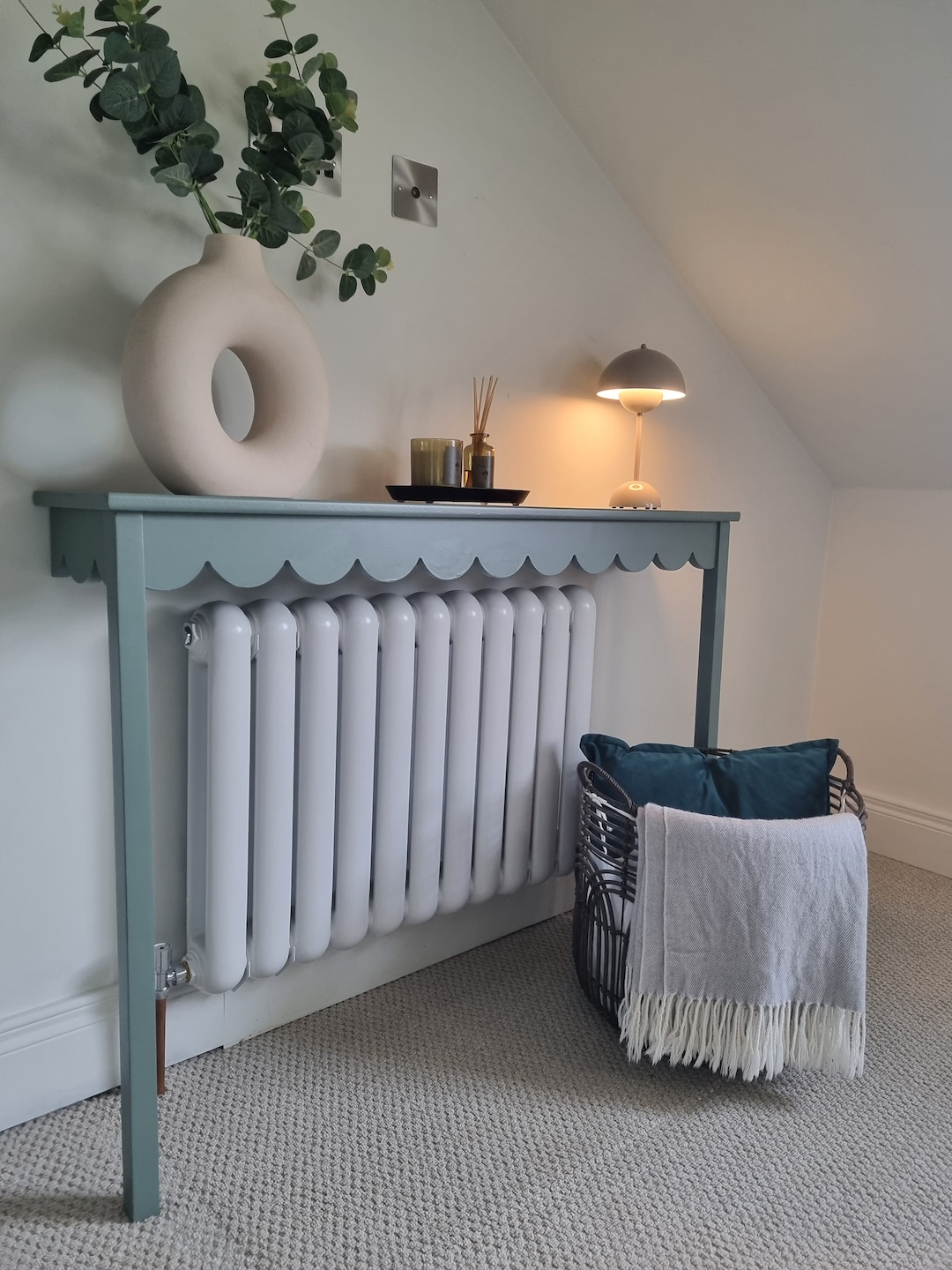 Radiator Console Table Cover Scallop Wavy Edge. Hand Made to Etsy UK