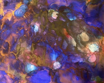 Vibrant Alcohol Ink Artwork on Specialty Paper, Original Abstract Art for Home Decor