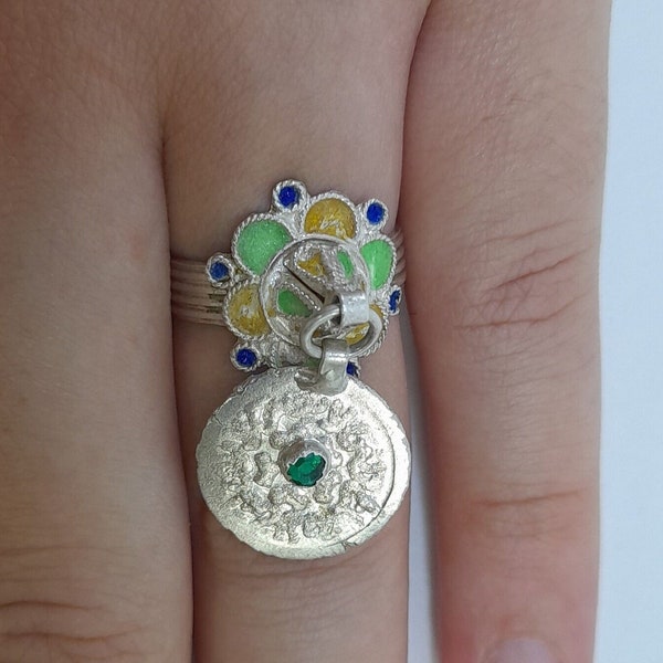 Bague berbère en argent faite main marocaine émaillée | bijoux en émail faits main | bijoux faits main en émail | bijoux fait main