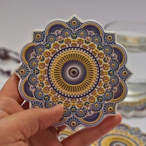 Moroccan Ceramic Tile Coasters - Boho Drink Coasters Set of 6