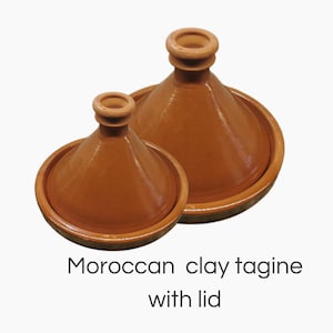 Moroccan unglazed clay tagine pot for Cooking  healthy with lid | Big clay curry pot | slow cooking | traditional cookware