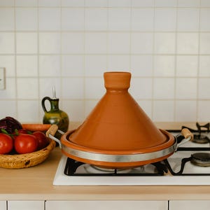 Authentic Moroccan Handmade Clay Cooking Tagine - Traditional Terracotta Tajine for Serving 4-6 People
