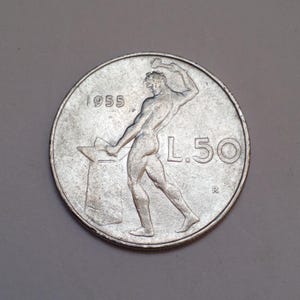 Rare Italian 50 Lira Coin 1955 – Collectible Vintage Currency