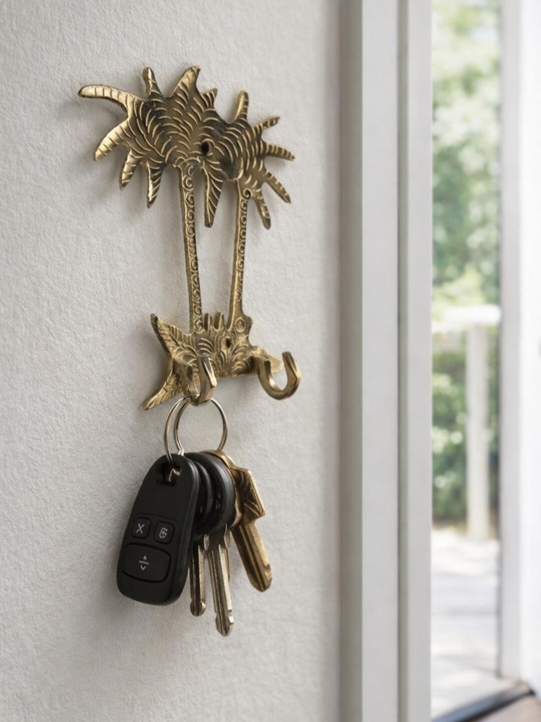 Engraved Brass Palm Tree Key Holder | Moroccan Brass Wall Hooks - Etsy