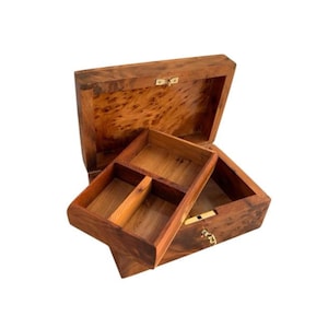 Handcrafted Thuya Wood Jewelry Box with Lock – Exquisite Moroccan Gift