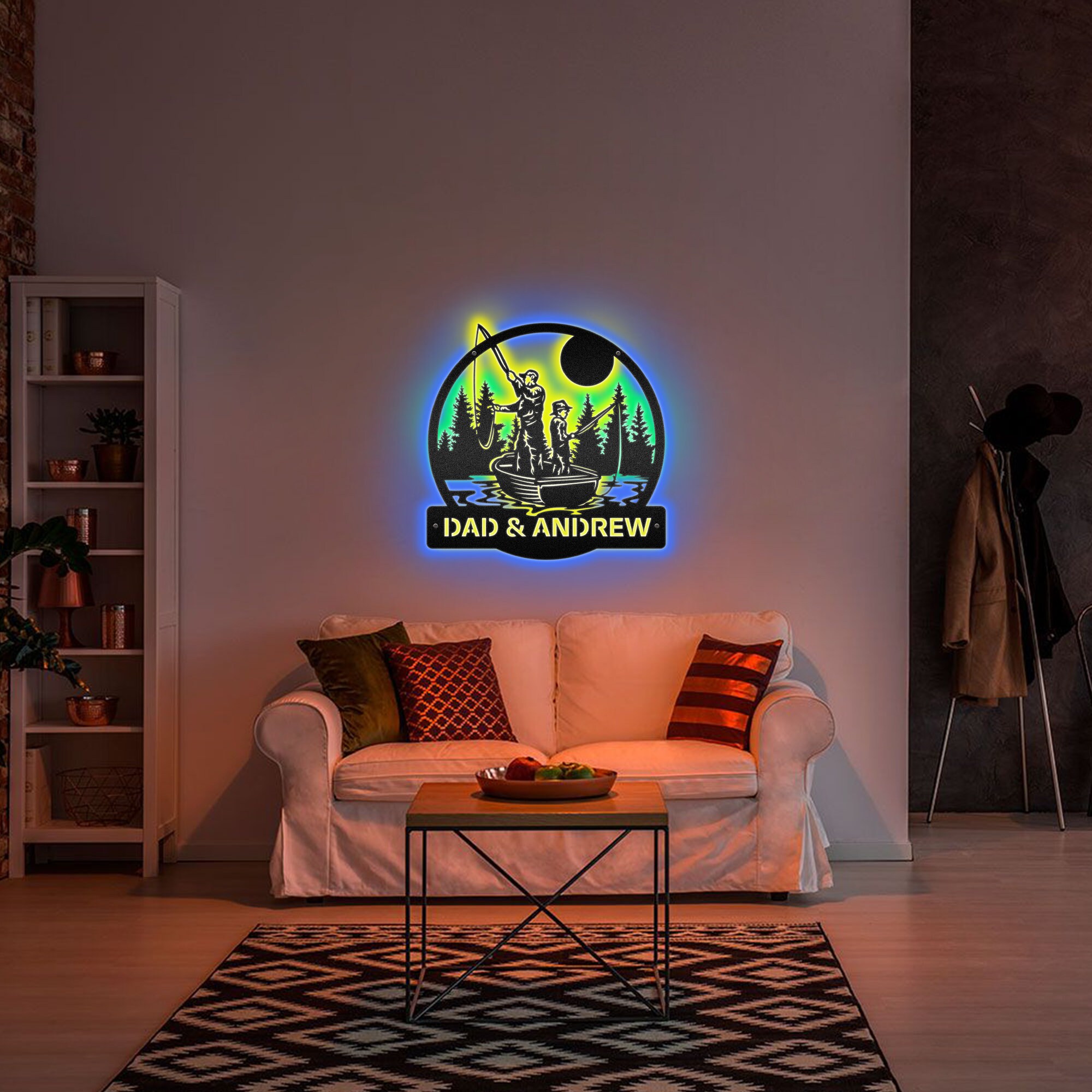 Custom Metal Wall Art Name Sign With Neon Backlight Gifts Etsy