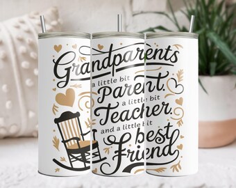 Sublimación de vaso de 20 oz para abuelos, padres, maestros, mejores amigos, regalo para abuelos, diseño de sublimación para vasos