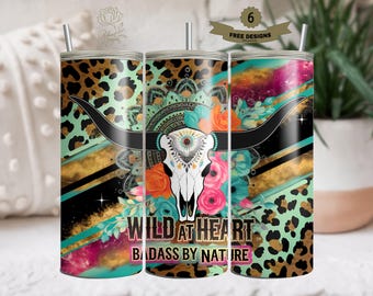 Western Aztec Bull Skull 20oz Tumbler Wrap (PNG)