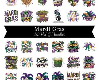 Paquete PNG de Mardi Gras - Diseños de sublimación - Clipart de feliz Mardi Gras - Carnaval de estilo occidental - Gráficos de sublimación -