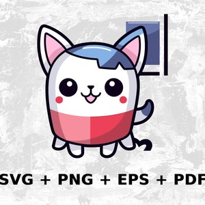 Cartoon Kawaii animal svg png eps, Komercyjne wykorzystanie grafiki wektorowej clipart, Koszulki, Sublimacja, Druk na żądanie, plik svg i clipart