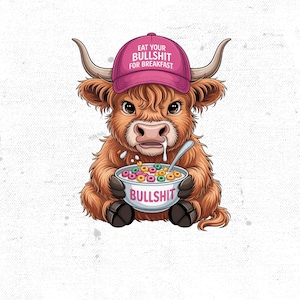 Grumpy Highland Cow Png, Cranky Png, Fluffy Cow Grumpy Humor Graphic Sublimation Design, Cow Lover Png