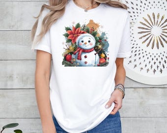 Christmas Snowman Sublimation PNG for T-shirt, Cute Holiday Snowman PNG, Instant Download, Festive Winter Sublimation Design