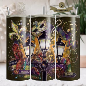 Mardi Gras Tumbler Wrap 20oz sublimation png - Digital Download - Fleur de Lis 20 oz Skinny - Sublimation Design