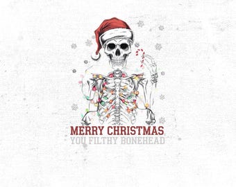 Esqueleto retro navideño PNG - Arte de esqueleto de Papá Noel - Clipart divertido de Navidad para sublimación navideña