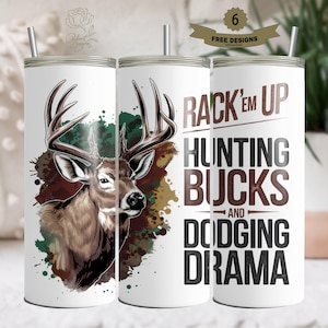 Deer Hunting Tumbler Wrap, Hunter Scene Sublimation PNG Digital Download, Funny Deer Hunting 20oz Skinny Straight Tumbler Design