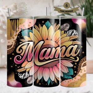 Sunflower Cow Print 20oz Skinny Tumbler Wrap, Leopard Print Sublimation Design, Digital Download PNG, Western Mama Tumbler Wrap PNG