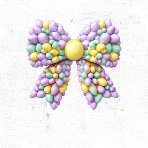 Festive Easter Balloon Bow Clip Art, Colorful PNG for Party Decorations, Digital Download for Celebrations