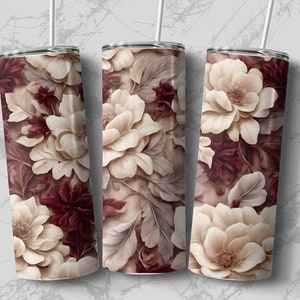 Flowers 20 oz Skinny Tumbler Sublimation Design, Straight & Tapered Wrap, Tumbler Wrap, Tumbler Png, Instant Download