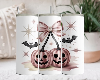 Cherries Pumpkin Png, Cherry Pumpkin Season Png, Fall Vibes Coquette Bow Sublimation Design, Girly Halloween Digital Download