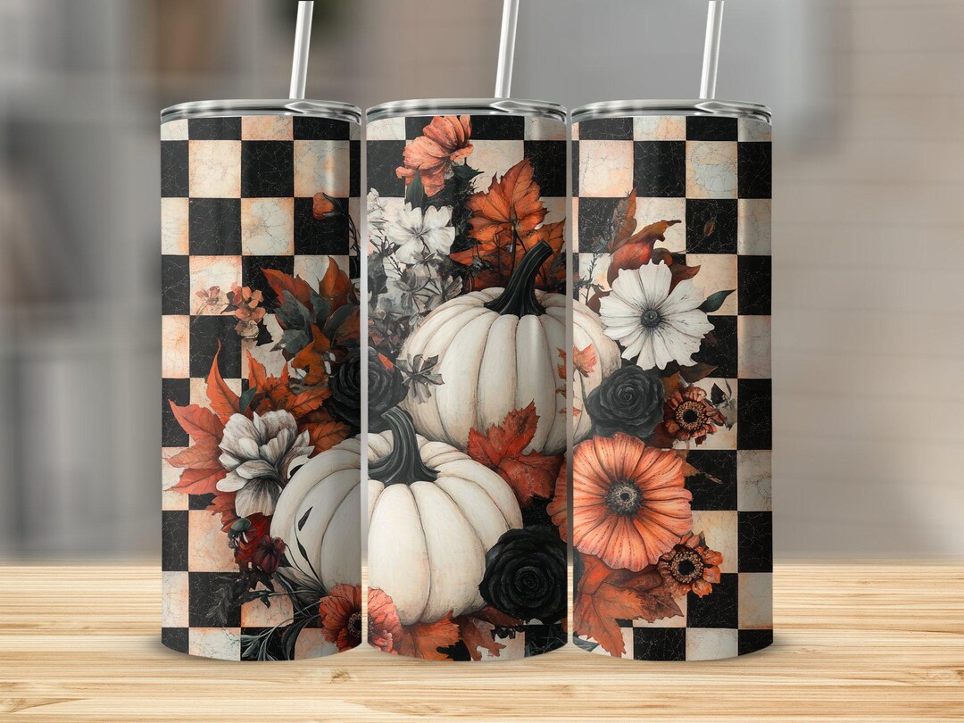 Pumpkin Fall Tumbler Wrap PNG Digital Download for 20 Oz Skinny Tumbler ...