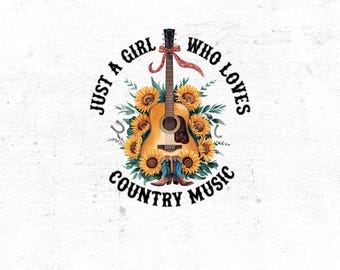 Solo una chica que ama la música country, Southern Png, Country Png, Sublimación de música country, Sublimación de moños, Diseño de camiseta, Sudadera Png