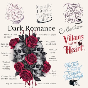 Dark Romance 35 PNG Reader-bundel - Smut Reader & Gothic Love PNG - Book Lover-sublimatiebestanden