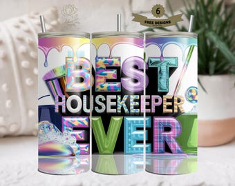 Fun Housekeeping Design | Housekeeper Png Tumbler Wrap | Housekeeper Life Tumbler Wrap | 20Oz Skinny Tumbler Wrap | Cleaning Lady