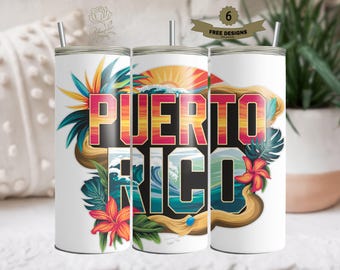 Puerto Rico beker wrap - mager 20oz ontwerp - Boricua digitale download-20oz naadloos sublimatieontwerp - Puerto Ricaanse wrap