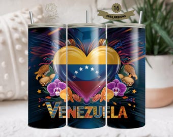 Envoltura para vaso de Venezuela, vaso delgado de Venezuela de 20 oz PNG, descarga digital, diseño de termo de Venezuela, PNG de Venezuela, envoltura para vaso de Venezuela