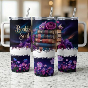 Buchliebhaber Tumbler Wrap, Bookish Soul 40 Unzen Tumbler Sublimationsdesign für Leser, Bibliothek Tumbler PNG, BookTok Design
