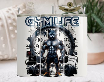 Gym Life, 20Oz Gym Motivational Tumbler, Png Sublimation 300 Dpi, Gym Tumbler Wrap, Fitness Tumbler Wrap, Instant Download
