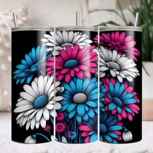 Daisy flowers 20oz skinny tumbler sublimation design, Spring Floral Digital PNG Straight wrap daisies tumbler wrap download