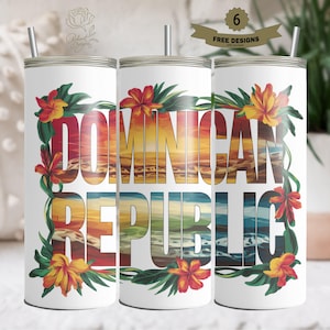 Dominikanische Republik Becherverpackung - 20 Unzen Skinny Design - Karibische Kultur PNG - Dominikanische Republik Skinny Design