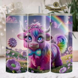 Highland Cow Coquette Bow Tumbler Wrap | 20Oz Skinny Sublimation Design | Cute Highland Cow Tumbler Wrap | 20Oz Skinny Tumbler