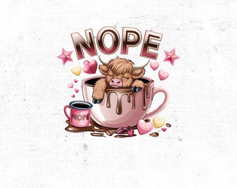 Vaca de las Tierras Altas Png / Corazón de San Valentín Png / Diseño de camiseta / Día de San Valentín / Vaca linda Png