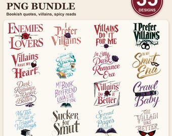 Dark Romance PNG Bundle, Smut Bundle for Spicy Readers, Bookish Gothic Book Lover Clipart, Digital Download